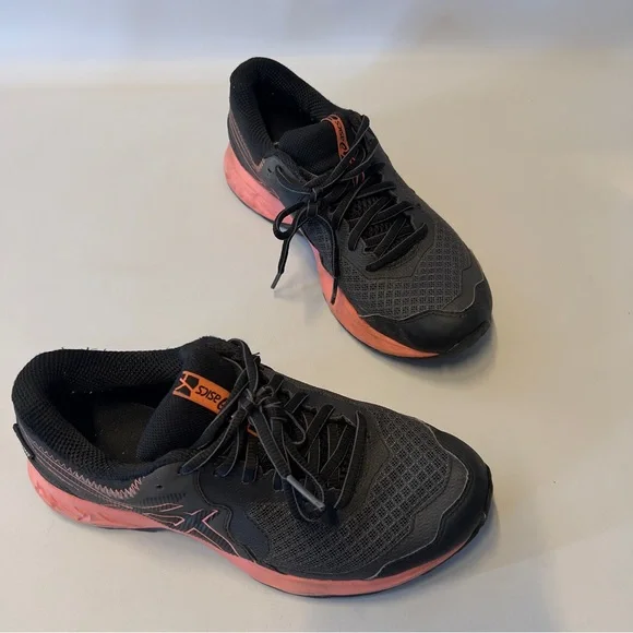 ASICS Gel Black and Salmon Women’s Size 7 Sneakers Running Shoe - Picture 1 of 9